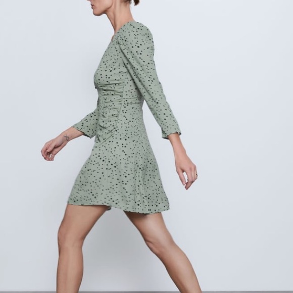 Zara sea green dress with side ruching details - Picture 2 of 5